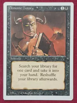 Magic The Gathering REVISED EDITION DEMONIC TUTOR black card MTG - Image 1