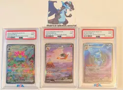 Pokemon Cards, Set PSA 9 Charizard Blastoise Venusaur 198, 199, 200 SIR 151 - Image 1