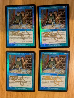 MtG *FOIL* *Signed* *German* Accumulated Knowledged x4 (1 playset), LP - Image 1