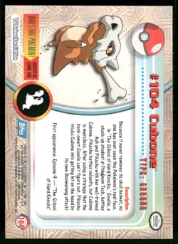 Pokemon Cards Cubone #104 Topps Trading Cards Series 2 LP *1 - Image 2