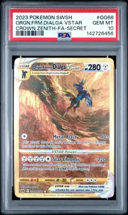 2023 Pokemon SWSH Crown Zenith Origin Form Dialga VSTAR #GG68 FA PSA 10 GEM - Image 2
