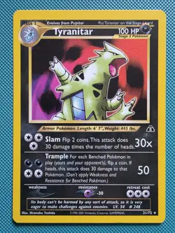 Pokemon TCG Tyranitar Neo Discovery 31/75 Rare Non Holo - NM - Image 1