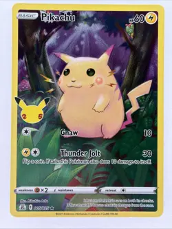 PIKACHU 005/025 Full Art Holo Rare Celebrations 25th Anniversary Pokemon Card LP - Image 1