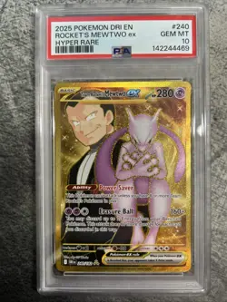 Pokemon TCG Mewtwo EX Team Rockets Gold Rare Card 240/182 Destined Rivals PSA 10 - Image 1