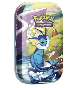 Pokemon TCG Scarlet & Violet Prismatic Evolutions Vaporeon Mini Tin Card Game - Image 1
