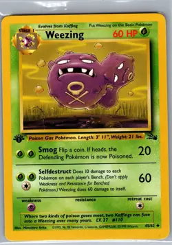 Weezing 1st Edition 45/62 Non Holo Fossil - Pokemon Card - NM - Image 1