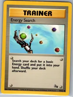 Energy Search 59/62 Non Holo Fossil - Pokemon Card - LP - Image 1