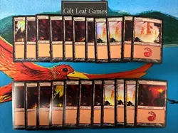 MTG *Set of 22 Foil Mountain Basic Land* (LP/MP) Premium Deck Fire And Lightning - Image 1