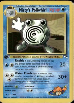 Misty's Poliwhirl 1st Ed 53/132 Uncommon WOTC Gym Heroes Pokemon - Image 1