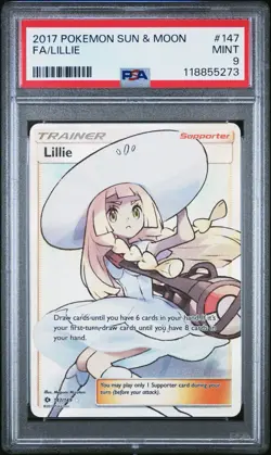 Pokemon Lillie (Full Art) 147/149 SM Base Set Holo PSA 9 - Image 1