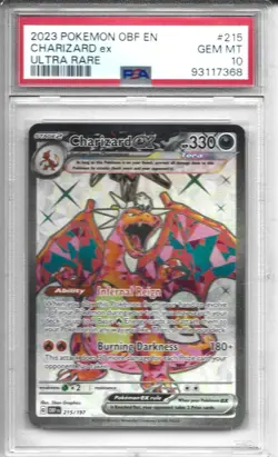 Pokemon Charizard ex 215/197 SV03: Obsidian Flames Holo PSA 10 Gem Mint - Image 1