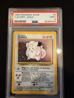 1999 Pokemon Game Base Set Clefairy 5/102 HOLO PSA 9 - Image 1