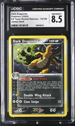 CGC 8.5 Dark Dragonite 2005 EX Team Rocket Returns 15/109 Holo Pokemon Card - Image 1
