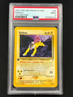 Pokemon 2001 Raikou 1st 22/64 Neo PSA 9 Mint - Image 1