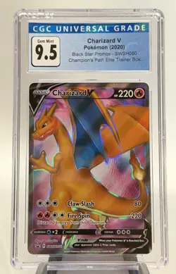 CGC Blue Label Gem Mint 9.5 Charizard V Pokemon SWSH050 Black Star Promo - Image 1