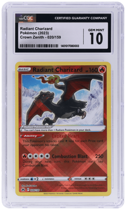 2023 Pokemon Sword and Shield Crown Zenith Radiant Charizard #20 CGC 10 - Image 1