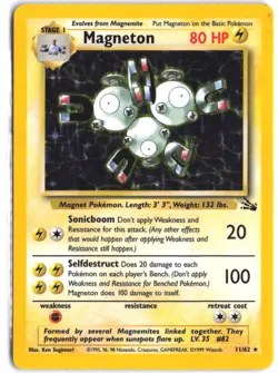 Magneton 11/62 Holo Rare Fossil Pokemon - Image 1