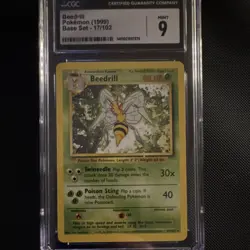Pokemon TCG Beedrill 17/102 Base Set Rare Regular CGC 9 English (1999) - Image 1