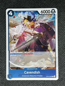 One Piece Royal Blood CAVENDISH #OP10-045 FOIL RARE Blue Character Slash - Image 1