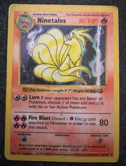 Ninetales 12/102 Base Set Shadowless Pokemon Card HP - Image 1