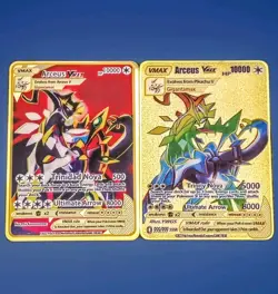 Arceus VMax Rainbow Rare Gigantamax Solid Metal Fan Art Card Set - Image 1