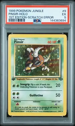 1999 POKEMON JUNGLE 1ST ED-SCRATCH ERR #9 PINSIR-HOLO PSA 5 - Image 1