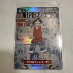 One Piece Monkey D Luffy US Voyage College Basketball Promo Card (Mint - Sealed) - Image 3