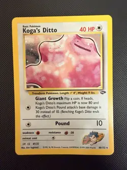 Pokemon Koga's Ditto Gym Challenge 10/132 Unlimited Holo Rare Card NM Condition - Image 1