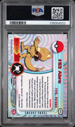 2000 TOPPS CHROME POKEMON T.V. TEKNO #63 ABRA PSA 6 - Image 2