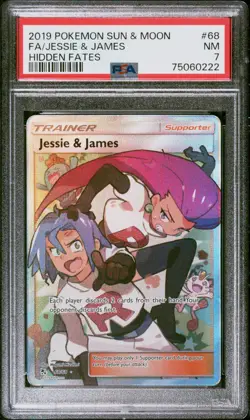 Fa/Jessie & James 2019 Pokemon Sun & Moon Hidden Fates #68 PSA 7 - Image 1