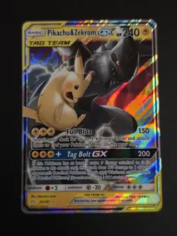 Pikachu & Zekrom GX ULTRA RARE 33/181 SM Tag Team Up Pokemon TCG Holo Foil NM - Image 1