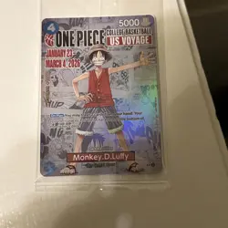 One Piece Monkey D. Luffy US College Basketball Card Sealed - Image 1