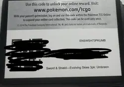 Pokemon Sword & Shield Evolving Skies Umbreon 3 Pack Code Card, 17 Cards - Image 2