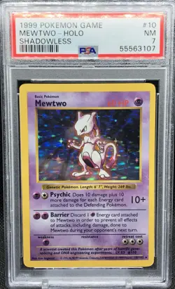 Mewtwo 10/102 Rare WOTC Holo 1999 Base Set SHADOWLESS Pokemon Cards PSA 7 - Image 1