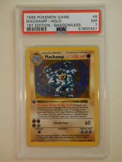 1999 Pokemon Base Set Shadowless 1st Edition Holo Machamp #8 PSA 7 NEAR MINT - Image 1