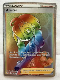 Pokemon TCG Trainer Allister 192/185 Vivid Voltage Holo Rainbow Secret Rare - Image 2