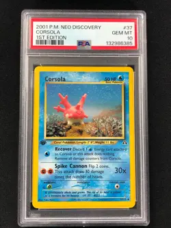 Pokemon 2001 Corsola 1st 37/75 Neo PSA 10 - Image 1