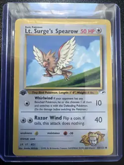 Pokemon TCG Lt. Surge's Spearow 1st Edition 83/132 Gym Heroes 2000 - Image 1