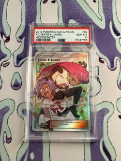2019 Pokemon Sun & Moon Hidden Fates Full Art Jessie & James #68 PSA 10 - Image 1