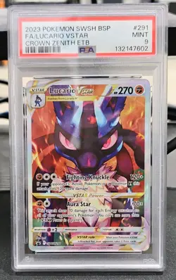 Fa/Lucario Vstar Pokemon Swsh Black Star Promo 291 PSA 9 - Image 1