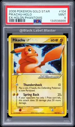 2006 Pokemon Gold Star EX Pikachu Holon Phantoms Holo #104 - PSA 9 - (13 CERT) - Image 1