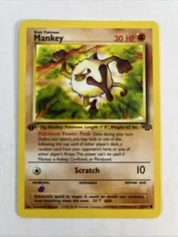 Pokemon Mankey 55/64 1st Edition Jungle Set Common Regular Vintage 1999 WOTC TCG - Image 1