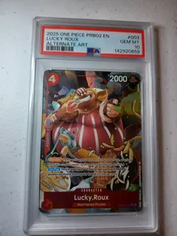 PSA 10 Gem Mint One Piece PRB02-003 Lucky Roux Alternate Art English - Image 1