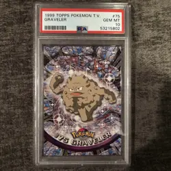 #75 Graveler Topps TV Animation Series 1 Black Logo Pokemon Card PSA 10 GEM MT - Image 1