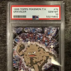 #75 Graveler Topps TV Animation Series 1 Black Logo Pokemon Card PSA 10 GEM MT - Image 3