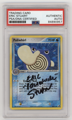 PSA Signed Eric Stuart 2005 Pokemon Unseen Forces Poliwhirl 68/115 Reverse Foil - Image 1