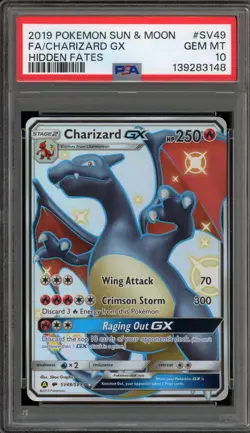Pokemon Charizard GX Hidden Fates Full Art #SV49 PSA 10 Gem Mint - Image 1