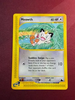 MEOWTH 78/144 Skyridge non-holo E-Series / E-Reader Pokemon TCG card NM+ CLEAN! - Image 1