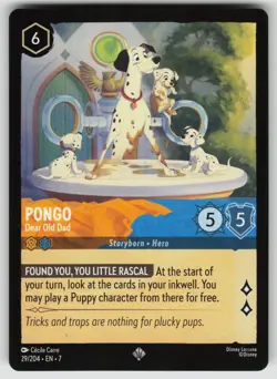 Pongo - Dear Old Dad Super Rare Archazia's Island 29/204 Disney Lorcana - Image 1