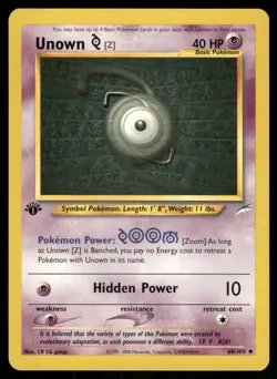 Pokemon Cards Unown [Z] 60/105 1st Edition Neo Destiny WOTC Uncommon NM - Image 1